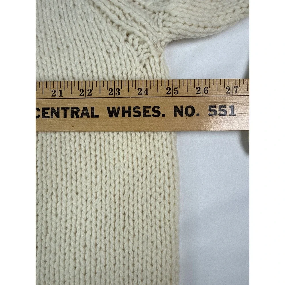J.Crew Handknit Wool Sweater Mens XL Natural Cream White Chunky Knit 43832